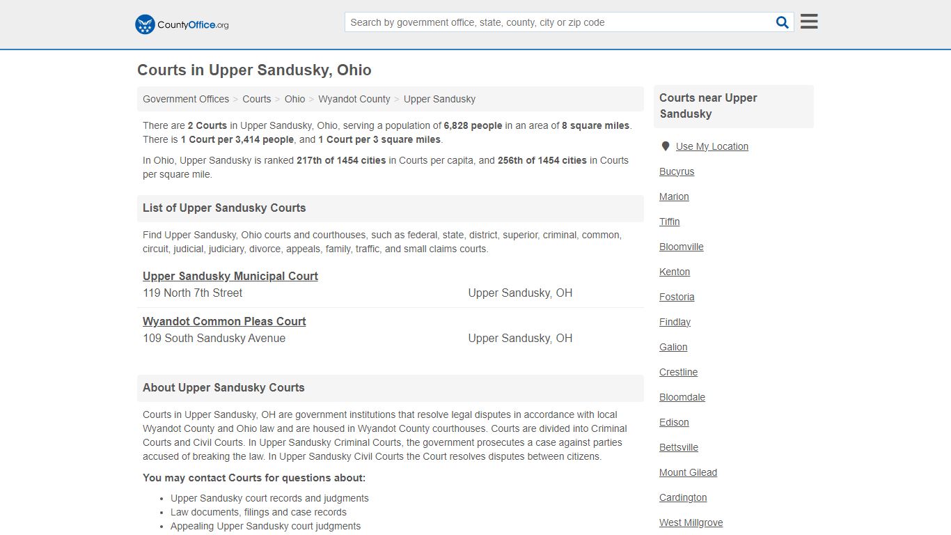 Courts - Upper Sandusky, OH (Court Records & Calendars)
